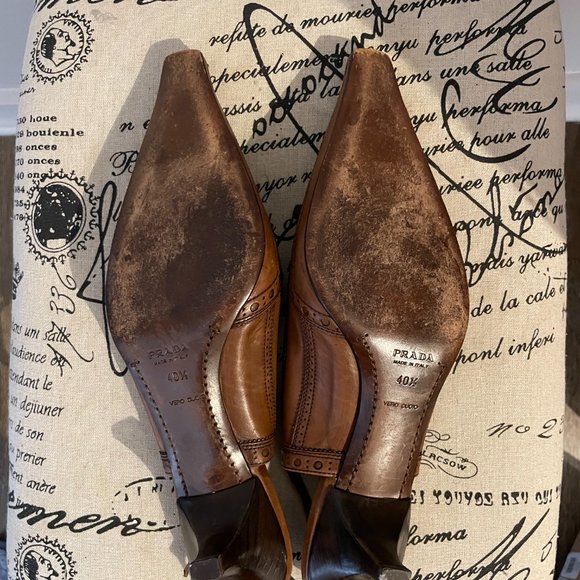 PRADA SLINGBACKS SIZE 10.5 KITTEN HEEL - Picture 4 of 7